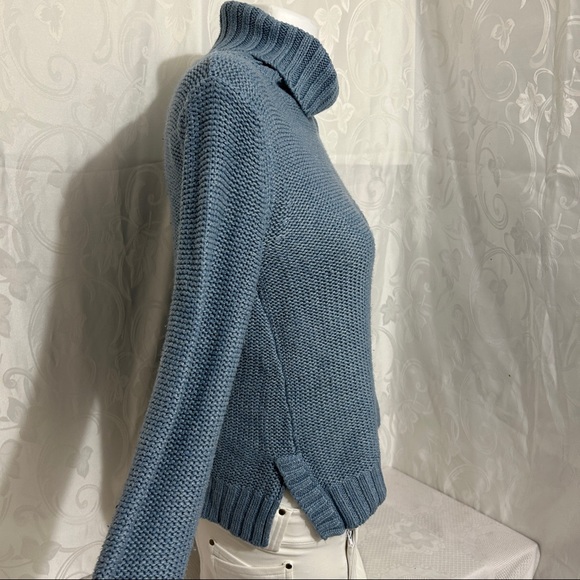 H&M Cerulean Blue Ribbed Knit Turtleneck Sweater - Picture 3 of 8